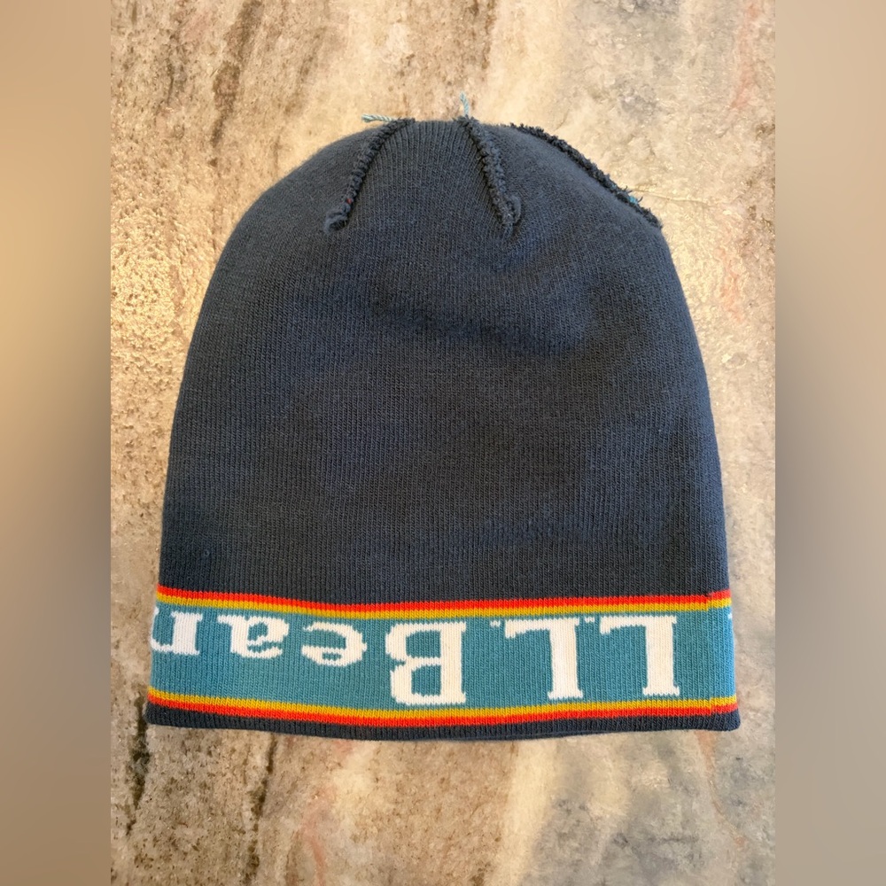 LL Bean Adult Katahdin Pom Winter Hat Unisex Multi Color Sunrise Over Katahdin - Picture 8 of 10